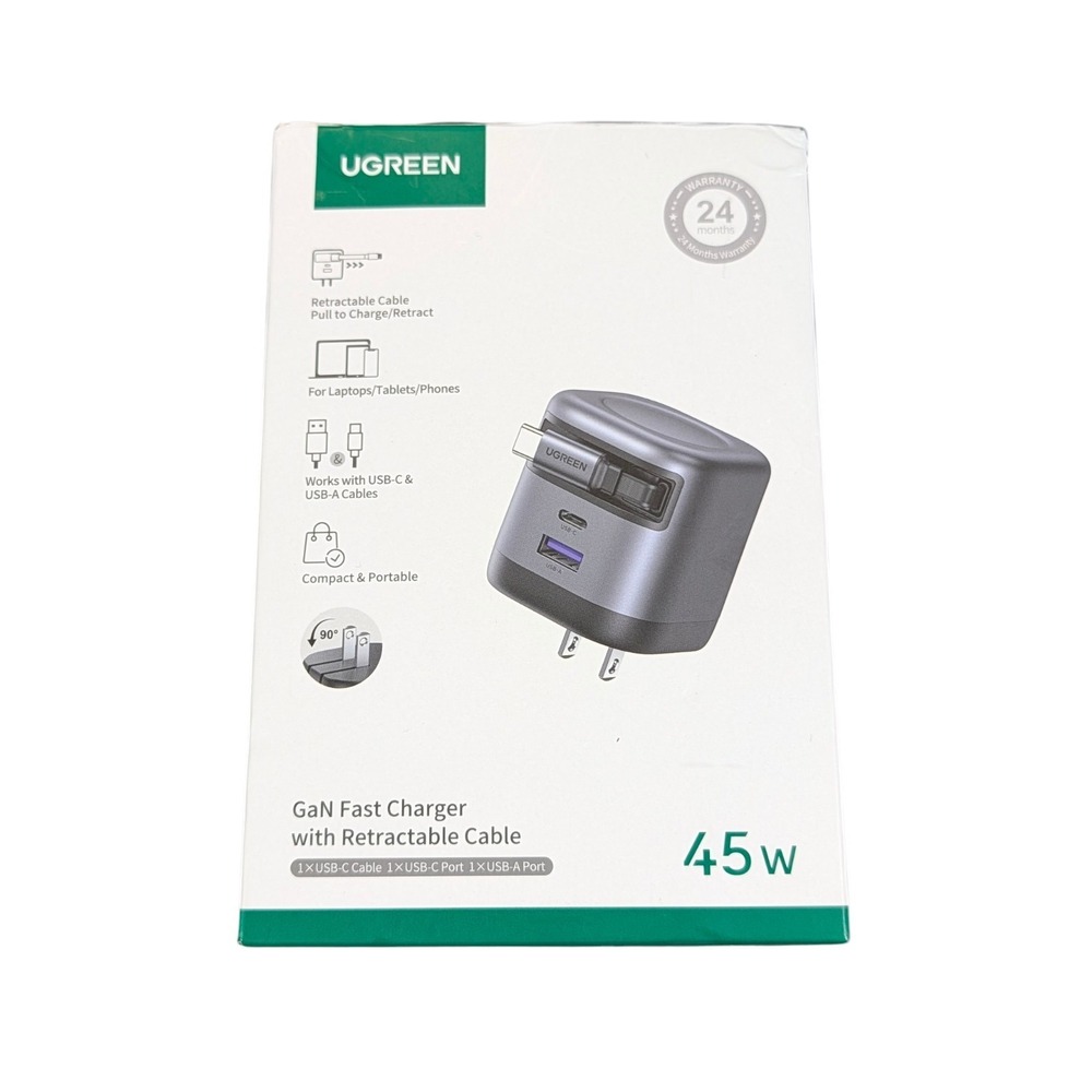 Qq6O UGREEN - Nexode 45W USB-C Charger with Retractable Cable, PPS Fast GaN OB